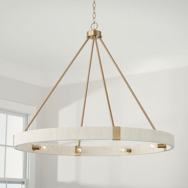 Bryn 36" Eight Light Chandelier, Matte Brass
