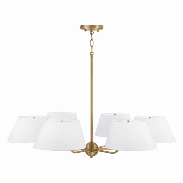 Charley 36" Six Light Chandelier, Aged Brass