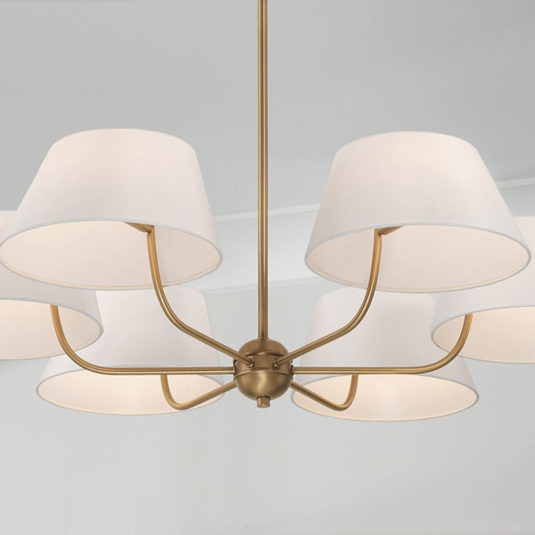 Charley 36" Six Light Chandelier, Aged Brass