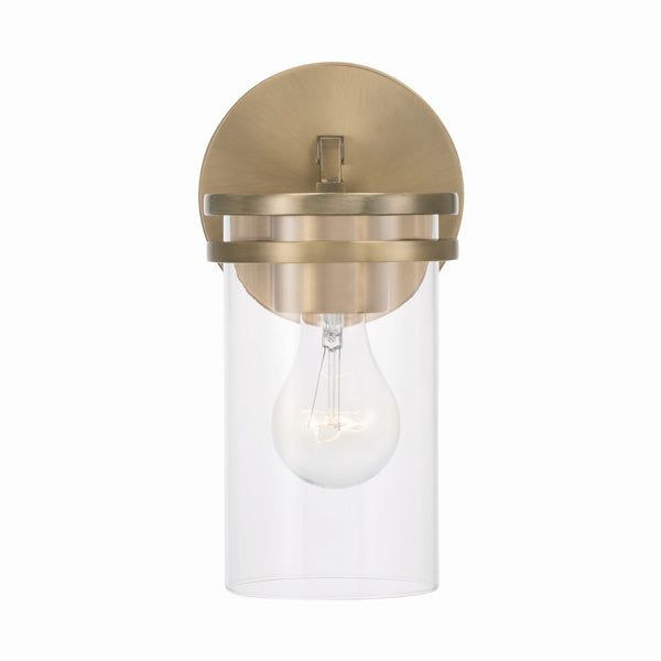 Loren 5" One Light Wall Sconce, Aged Brass