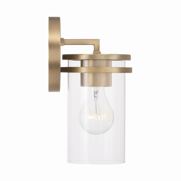 Loren 5" One Light Wall Sconce, Aged Brass