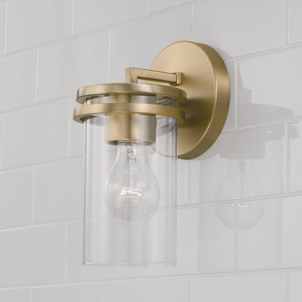 Loren 5" One Light Wall Sconce, Aged Brass