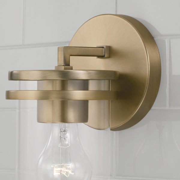 Loren 5" One Light Wall Sconce, Aged Brass