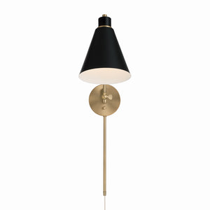 Collyn 7" One Light Wall Sconce, Aged Brass and Black