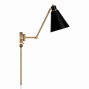 Collyn 7" One Light Wall Sconce, Aged Brass and Black