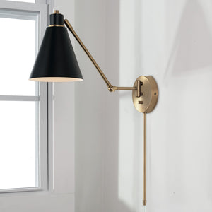 Collyn 7" One Light Wall Sconce, Aged Brass and Black