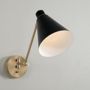 Collyn 7" One Light Wall Sconce, Aged Brass and Black