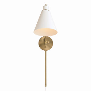 Collyn 7" One Light Wall Sconce, Aged Brass and White
