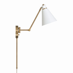 Collyn 7" One Light Wall Sconce, Aged Brass and White