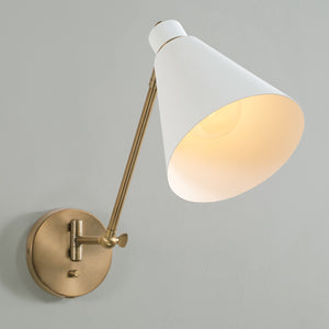Collyn 7" One Light Wall Sconce, Aged Brass and White