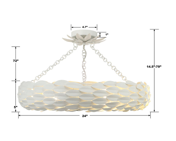 Laurel 24'' Six Light Semi Flush Mount, Matte White - Alternate Product Image 2.jpg