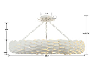 Laurel 33.5'' Eight Light Semi Flush Mount, Matte White - Alternate Product Image 2.jpg