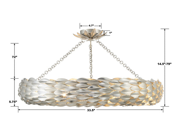 Laurel 33.5'' Eight Light Semi Flush Mount, Antique Silver - Alternate Product Image 1.jpg