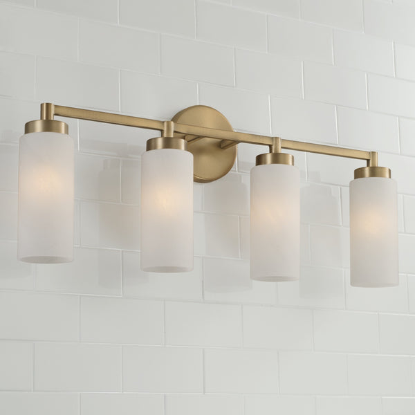Sasha 27.5" Four Light Vanity, Aged Brass