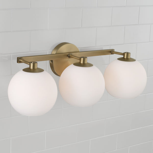 Cahya 22.75" Three Light Vanity, Aged Brass