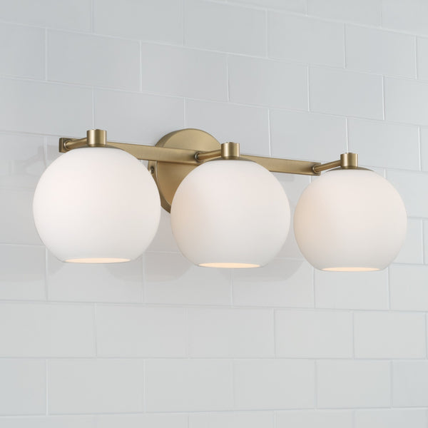 Cahya 22.75" Three Light Vanity, Aged Brass