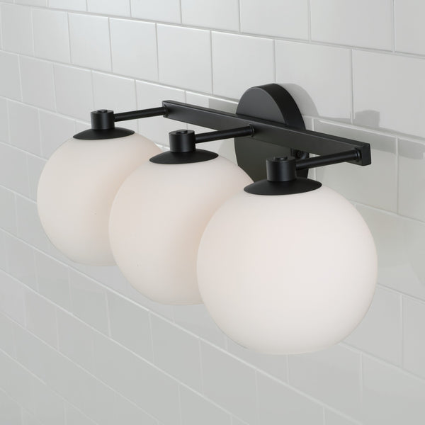Cahya 22.75" Three Light Vanity, Matte Black