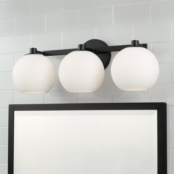 Cahya 22.75" Three Light Vanity, Matte Black