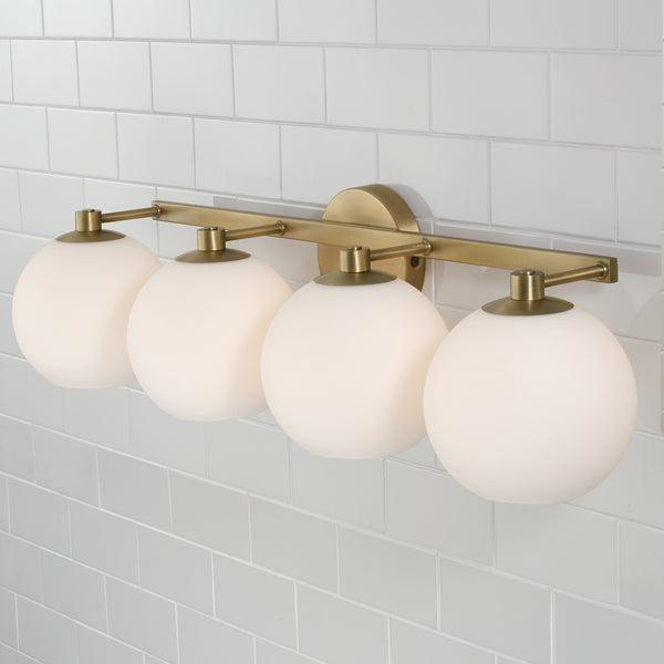 Cahya 31" Four Light Vanity, Aged Brass