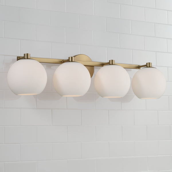 Cahya 31" Four Light Vanity, Aged Brass