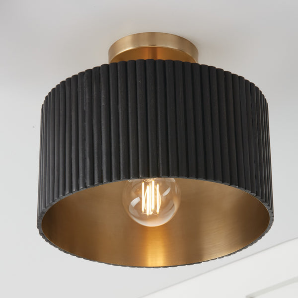 Reid 12.5'' One Light Semi-Flush Mount, Black Stain and Matte Brass - Alternate Product Image 2.jpg