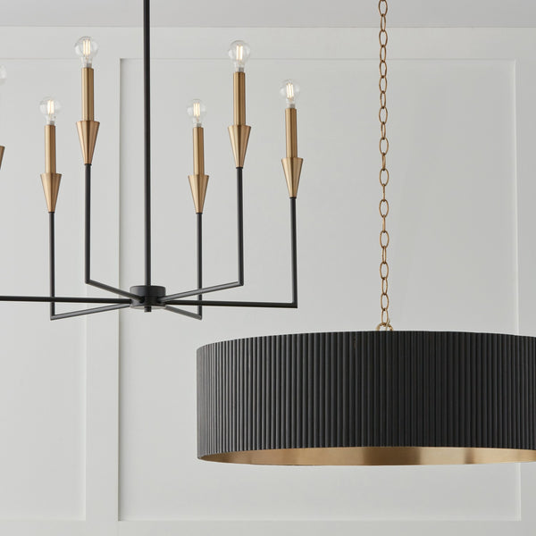 Reid 30.75'' Four Light Chandelier, Black Stain and Matte Brass Alt 4.jpg