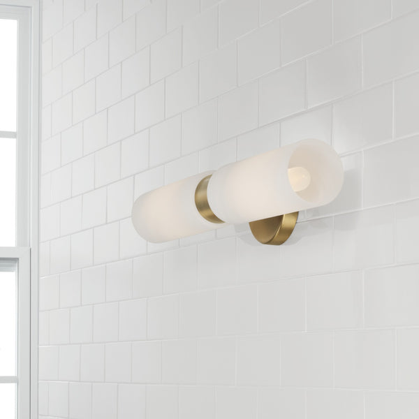 Sasha 5" Two Light Wall Sconce, Aged Brass