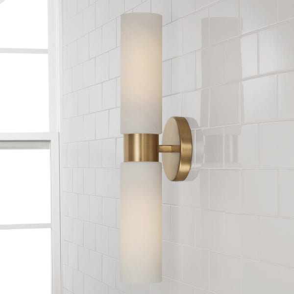 Sasha 5" Two Light Wall Sconce, Aged Brass