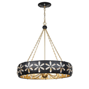 Venice 30" Six Light Chandelier, Metropolis Black and Gold