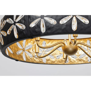 Venice 30" Six Light Chandelier, Metropolis Black and Gold