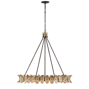 Monarch 36" Eight Light Chandelier, Champagne Mist with Coconut Shell