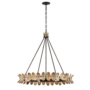 Monarch 36" Eight Light Chandelier, Champagne Mist with Coconut Shell