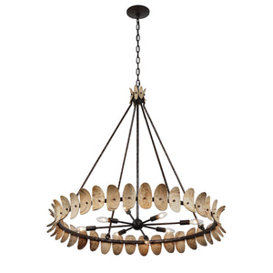 Monarch 36" Eight Light Chandelier, Champagne Mist with Coconut Shell