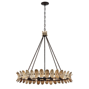 Monarch 36" Eight Light Chandelier, Champagne Mist with Coconut Shell