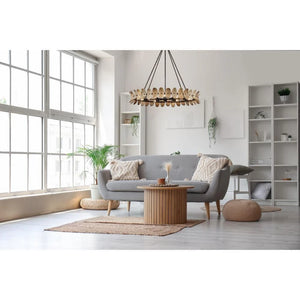 Monarch 36" Eight Light Chandelier, Champagne Mist with Coconut Shell