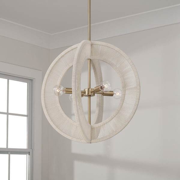 Bryn 18" Four Light Pendant, Matte Brass