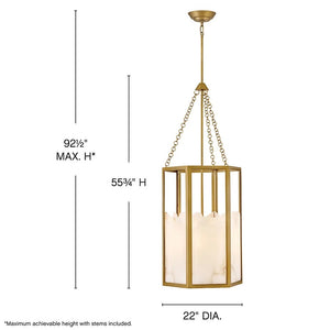 Veleta 22" Four Lights Medium Chandelier, Lacquered Brass
