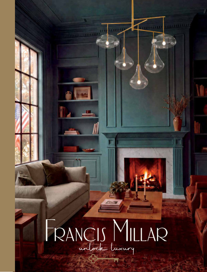Francis Millar printed catalog cover with decorative lighting in a living room